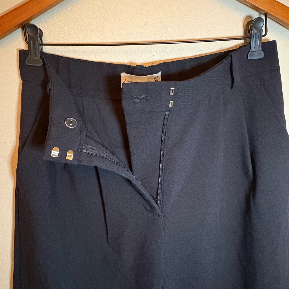 Abercrombie & Fitch AF Sloane Low Rise‎ Tailored Wide Leg Pant Black 28 - Picture 9 of 11